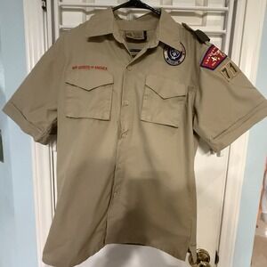 Boy Scouts of America Uniform Shirt Youth XL Longhorn Council Troop 716 Patches